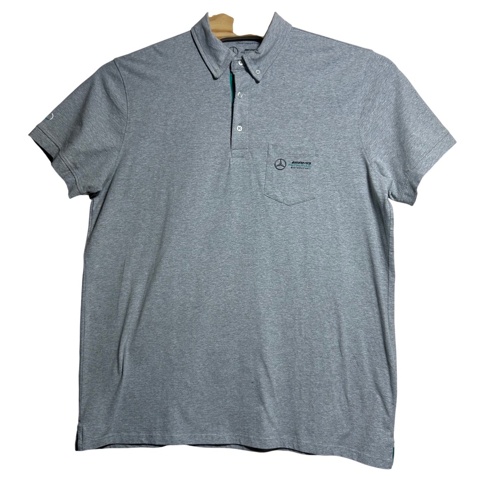 Mercedes AMG Petronas Motorsport Polo Shirt Mens XXL Gray F1 Racing Team‎ Top
